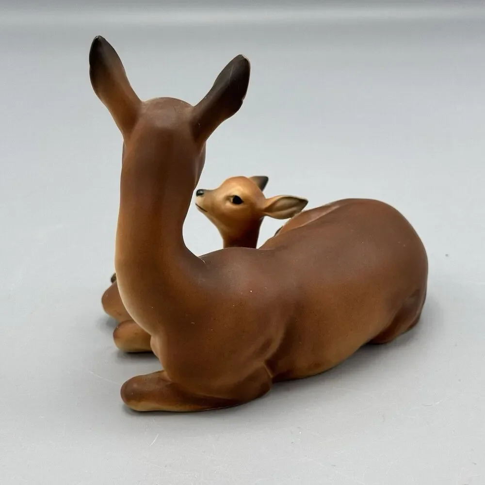 Vintage Norcrest Japan Porcelain Doe And Fawn Ceramic Figurine Deer A-56 Kitschy - Picture 6 of 11